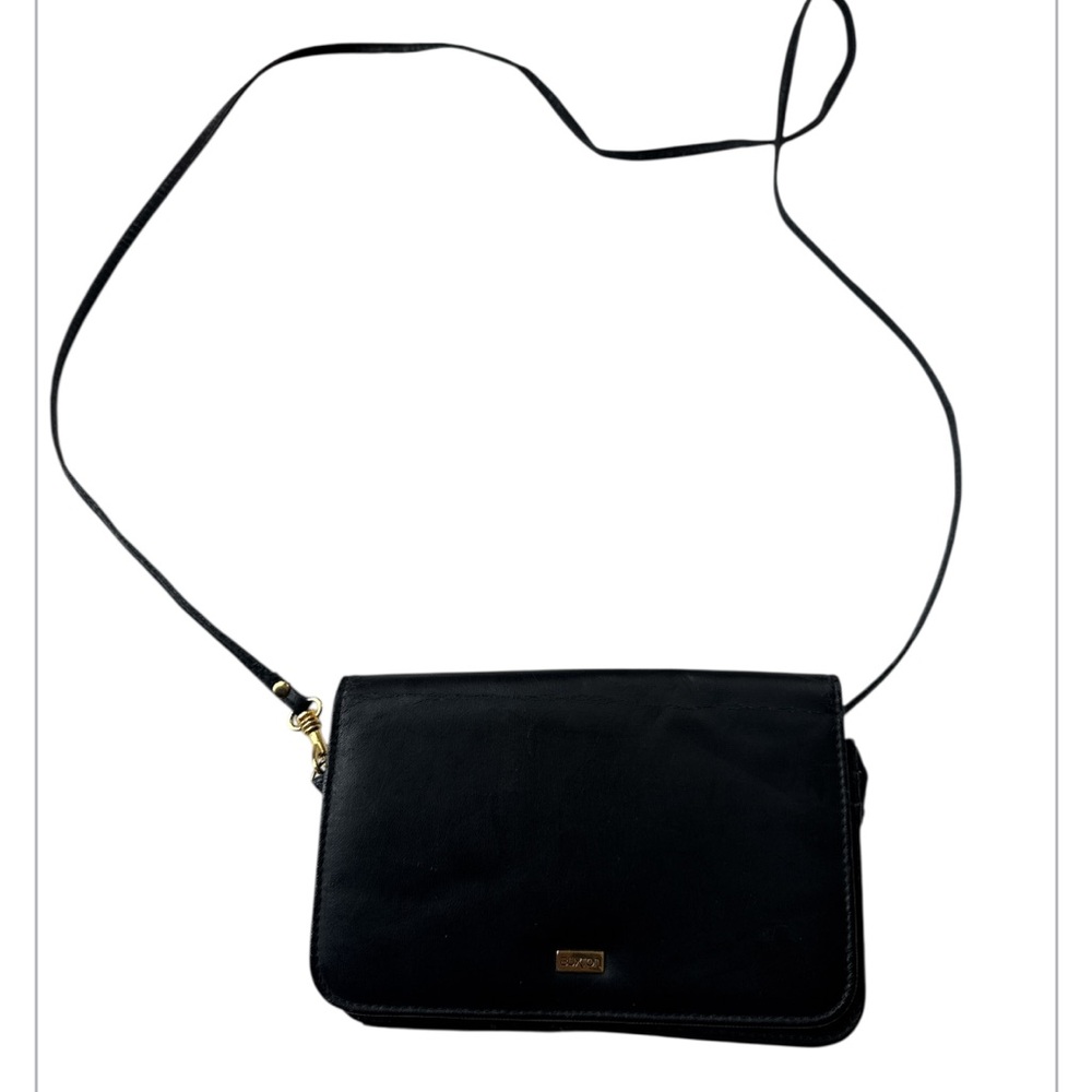 Buxton vintage black leather wallet wristlet crossbody